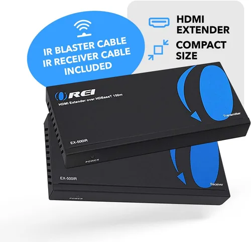 Vista 2 de OREI Extensor HDMI HDBaseT de 1080p a través de cable LAN Ethernet Cat5e/6, hasta 500 pies, compatible con HDCP 1.4, IR bidireccional, salida HDMI