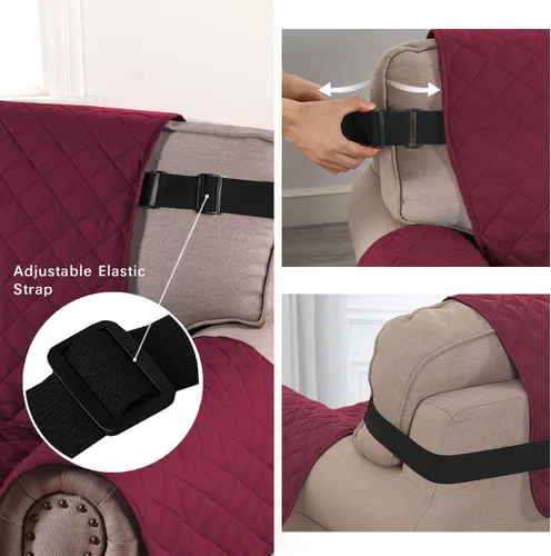 Vista 62 de H.VERSAILTEX Funda de sofá resistente al agua para sofá de 3 cojines, reversible, protector de muebles acolchado con correa elástica, funda de sofá