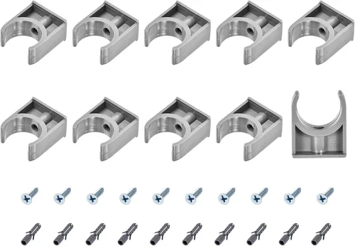 Vista 8 de METALLIXITY Clips de tubería de agua de PVC (0.79 pulgadas), 20 unidades, abrazaderas de plástico en forma de U con tornillos, para manguera