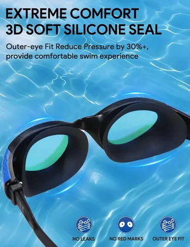 Vista 2 de Gafas de natación para adultos, antiniebla, anti rayos UV, sin fugas, visión clara, gafas de natación para hombres y mujeres, unisex
