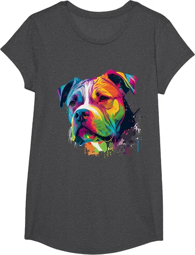 Vista 57 de Colorful American Bulldog American Bully Men Women T-Shirt Asphalt Grey