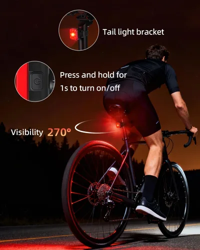 Vista 7 de WSDCAM Bocina de bicicleta de 140 dB con luz delantera y trasera, interruptor de control de campana de bicicleta 2 en 1, luz LED, recargable a