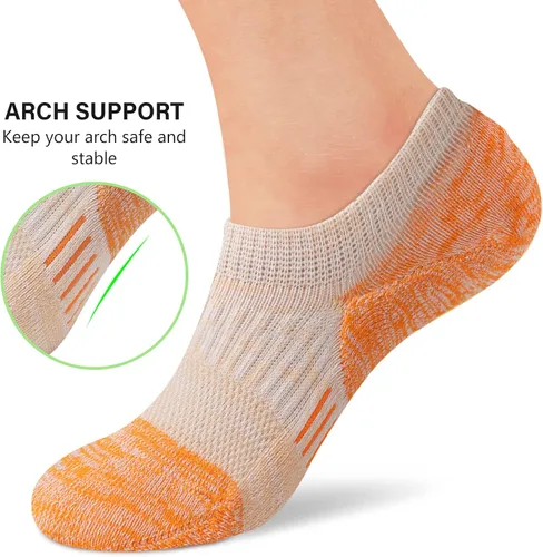 Vista 2 de Amutost Calcetines deportivos para mujer, calcetines de corte bajo para el tobillo, 5-6 pares