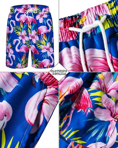 Vista 149 de TUNEVUSE Conjunto de camisas y pantalones cortos hawaianos para hombre, 2 piezas, trajes de playa con estampado de flores, traje tropical de verano