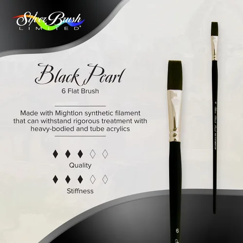 Vista 2 de Silver Brush 6401-6 Black Pearl Mightlon - Cepillo sintético de mango largo, plano, tamaño 6