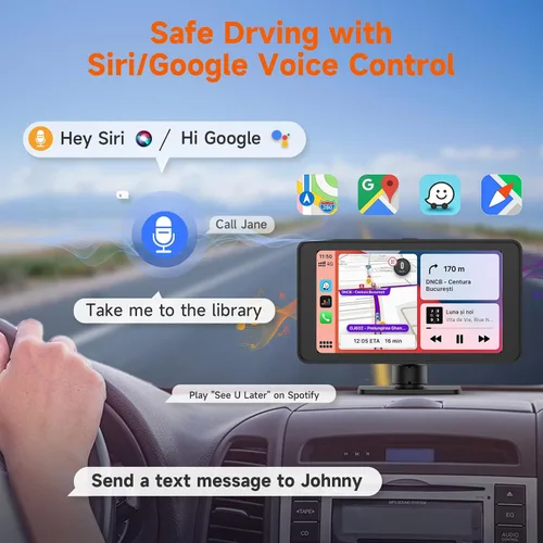 Vista 5 de Spedal Receptor inalámbrico CarPlay y Android Auto CL518, cámara de tablero Ultra HD de 2.5K, audio Bluetooth, comando de voz, carga rápida