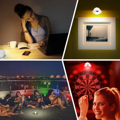 Vista 4 de Luces LED de acento que funcionan con pilas, luz de imagen regulable con control remoto, 12 luces de arte que cambian de color, luz de disco