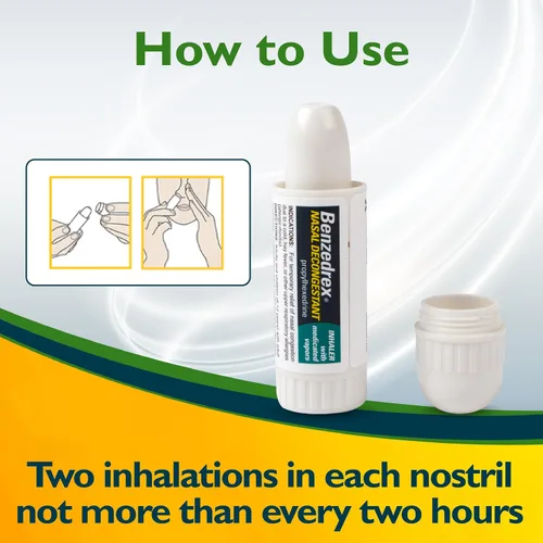 Vista 2 de Benzedrex Inhalador descongestionante nasal - Alivio de vapor medicado para la presión sinusal, congestión nasal, alergias, fiebre del heno