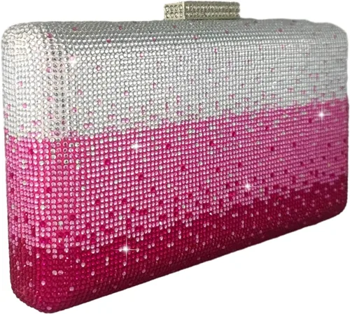 Vista 5 de Boutique De FGG Elegantes bolsos de noche de cristal para mujer, caja de fiesta formal, embrague, boda, diamantes de imitación, bolso de novia
