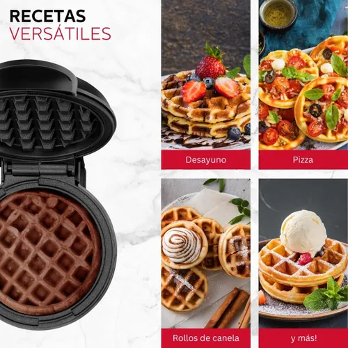 Vista 5 de Holstein Housewares - gofrera antiadherente personal, color negro – gofres de 4 pulgadas en minutos