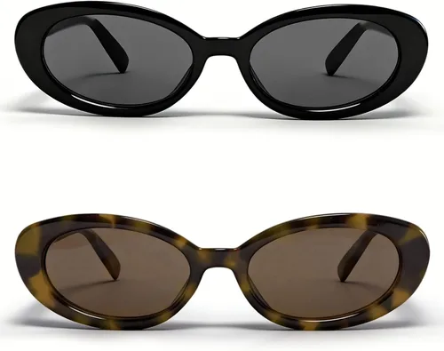Vista 6 de VISOONE Retro Oval Y2K Trendy Sunglasses for Women Men Narrow Shades