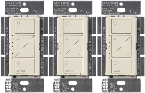 Vista 32 de Lutron Caseta - Interruptor de atenuación inteligente original (requiere Lutron Smart Hub), para luces LED, 150 vatios, un solo polo/3 vías, no Negro