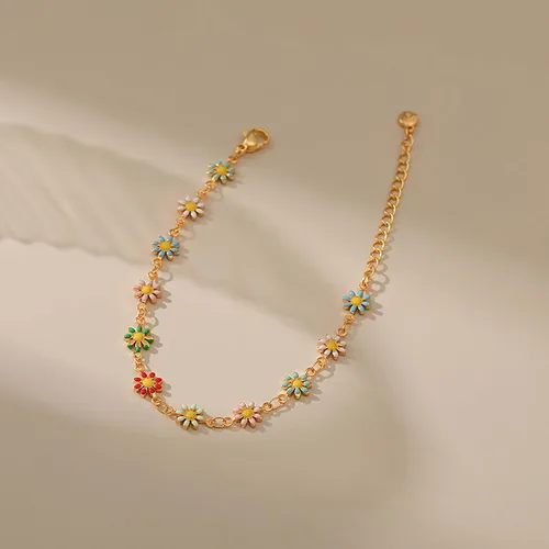 Vista 15 de Delicadas pulseras de oro para mujer, chapado en oro 18, ajustable, mal de ojo, mariposa, cuentas, perla, corazón, turquesa, hecha a mano para mujer