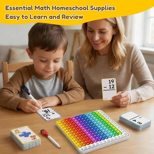 Vista 8 de JoyCat Tarjetas Didácticas de Suma + Gráfico, 78 Tarjetas Perforadas para Niños de Pre K, 1º, 2º, 3er Grado, Herramientas de Aprendizaje