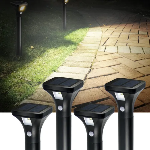 Vista 8 de AURAXY Luces LED con sensor de movimiento solar, funciona con pilas, detector de movimiento impermeable para exteriores, luz de pasarela, uso