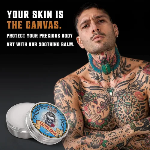 Vista 4 de Viking Revolution Bálsamo para el cuidado del tatuaje para antes, durante y después del tatuaje, crema hidratante natural para el cuidado posterior
