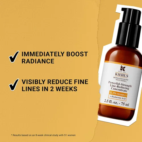 Vista 4 de Kiehl's Suero de vitamina C con 12.5% de fuerza potente, concentrado reductor de línea para la cara, aumenta la luminosidad y la firmeza, suaviza