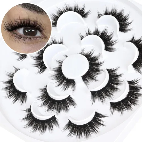 Vista 34 de Veleasha Pestañas postizas de manga puntiagudas, 100% hechas a mano, aspecto natural, pestañas postizas ligeras con banda transparente suave