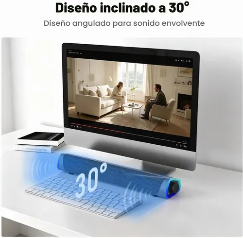 Vista 9 de SOULION Altavoces de computadora R30 para PC de escritorio, alimentación Gris