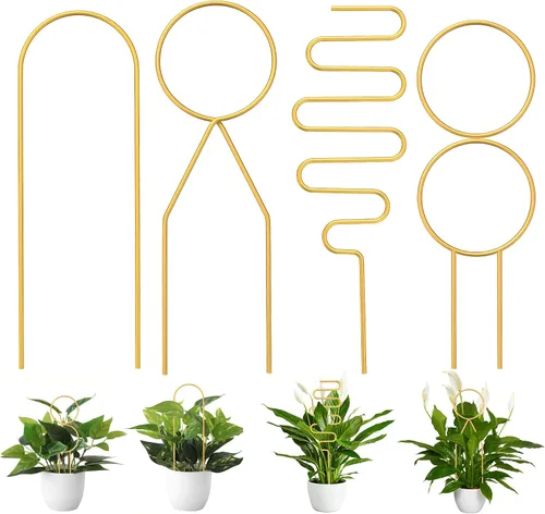 Vista 9 de 4 piezas de mini enrejado de metal para plantas en maceta, soporte de escalada para enredaderas Hoya (negro)
