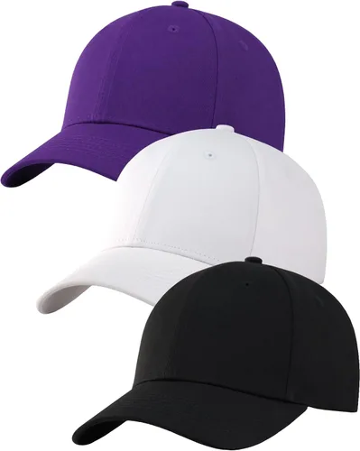 Vista 15 de Paquete de 3 gorras de béisbol de algodón liso con correa trasera, ajustables, de perfil bajo, para hombres y mujeres 3 Negro