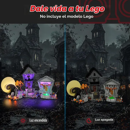 Vista 2 de Kit de luces BRIKSMAX 2.0 para La pesadilla antes de Navidad de Disney Tim Burton - Iluminación LED innovadora compatible con Lego Ideas 21351
