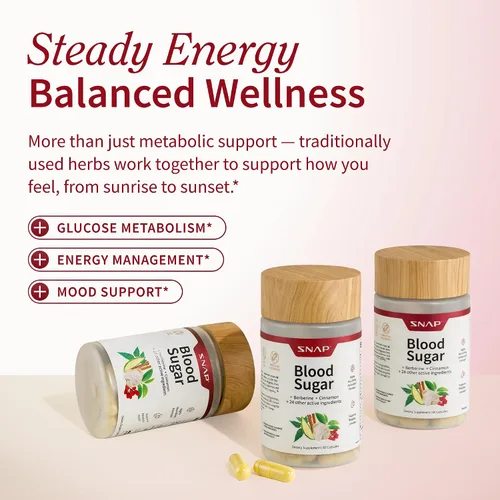 Vista 4 de Snap Supplements Mezcla de azúcar en sangre con berberina, CoQ10, canela, ácido alfa lipoico y Gymnema para apoyar el azúcar en sangre ya saludable