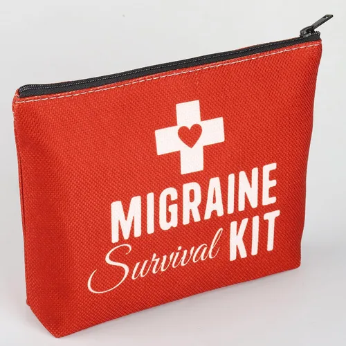 Vista 2 de BWWKTOP Kit de supervivencia de migraña, regalos para guerreros de migraña, bolsas de concienciación sobre migraña, regalos para combatientes