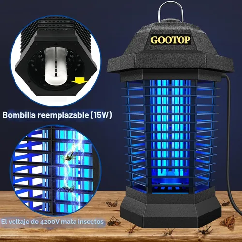 Vista 3 de GOOTOP Extractor de Insectos para Exteriores, Extractor de Mosquitos, Enchufe de 3 Puntas Eléctrico Matamoscas, Mata Mosquitos, Trampas para Moscas