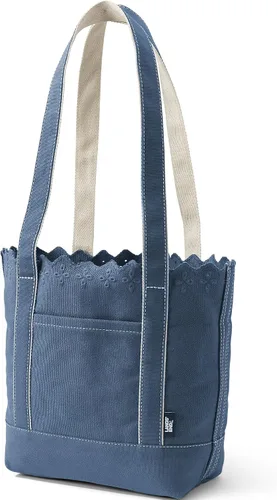 Vista 48 de Lands' End Bolso de lona abierto Natural/Azul marino radiante