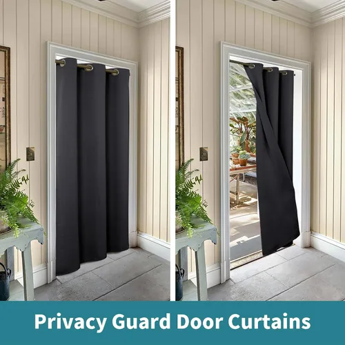 Vista 5 de BGment Cortina oscura gris para puerta de 78" de largo para entrada, cortina para armario de dormitorio, cortina divisora con aislamiento térmico