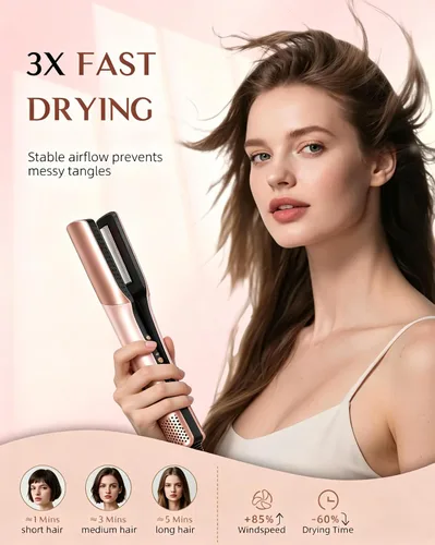 Vista 3 de DORISILK Plancha de cabello con aire caliente 2 en 1 húmedo a seco