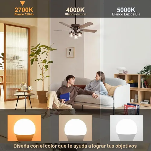Vista 2 de comzler Bombilla pequeña de 6 W, luz blanca cálida de 2700 K, equivalente a 60 vatios, base de tornillo estándar E26 con forma A15/G45