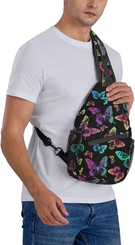 Vista 9 de Bolso bandolera para mujeres y hombres, mochila de viaje para senderismo, bolsa cruzada para el hombro, bolsa de pecho, casual, mochila deportiva