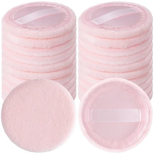 Vista 10 de HINZIC Paquete de 25 esponjas redondas de 2.36 pulgadas para aplicadores de maquillaje de base, algodón suave y agradable a la piel, esponjas