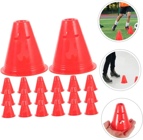 Vista 4 de Paquete de 20 conos deportivos de 3.1 in de alto, marcadores de agilidad de plástico resistente para entrenamiento de fútbol y patinaje sobre