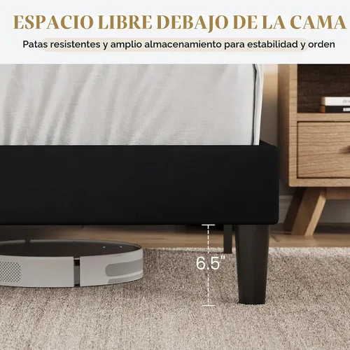 Vista 6 de SHA CERLIN - Marco de cama tamaño completo con estación de carga, cama de plataforma tapizada en terciopelo, cabecero con almacenamiento y respaldo