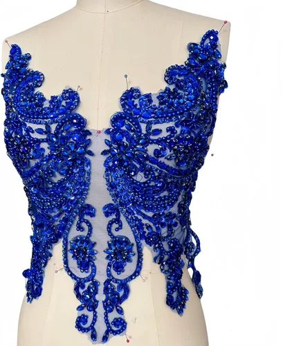 Vista 10 de Apliques de encaje hechos a mano con diamantes de imitación para coser en cuentas de vidrio, accesorios para ropa de vestir (color AB)
