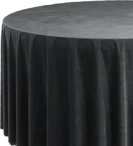 Vista 3 de YOUR CHAIR COVERS - Mantel redondo de terciopelo de 120 pulgadas - Mantel de lino negro para mesas redondas estándar