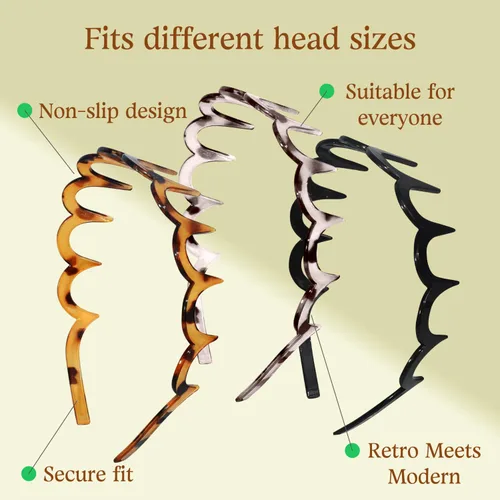 Vista 3 de 3 bandas para el cabello de metal con resorte ondulado (3 piezas)..