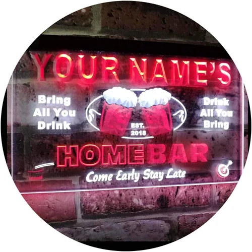 Vista 26 de Letrero luminoso Custom Home Bar Beer de neón; personalizado con nombre Blanco