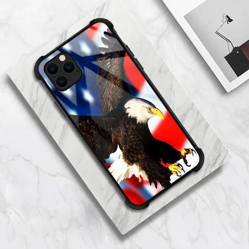 Vista 5 de Funda compatible con iPhone 13 Pro Max, fundas para niñas y mujeres, bandera estadounidense águila
