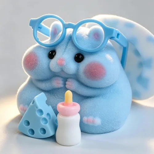 Vista 3 de Handmade Taba Squishy Hamster Toy, Cute Squishy Stress Relief Fidget Toy Azul