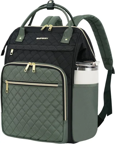 Vista 9 de EMPSIGN - Mochila para laptop de 15.6 pulgadas para mujeres, bolsa de viaje para computadora, negocios y trabajo, repelente al agua, mochila casual