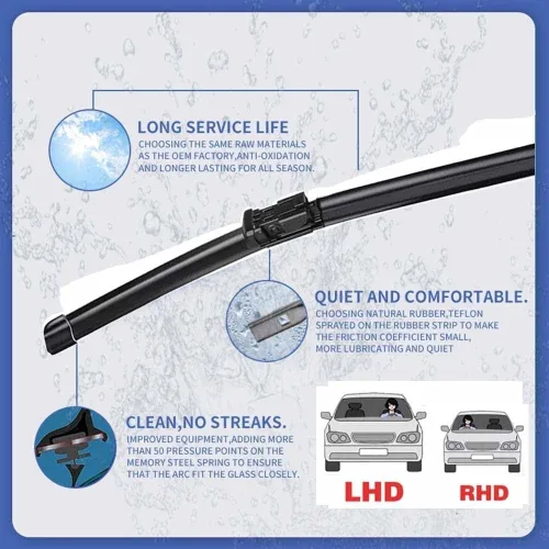 Vista 3 de Escobillas de limpiaparabrisas delantero compatibles con VW Passat CC 2008-2017, limpiaparabrisas delantero, emblema para limpiaparabrisas 2009