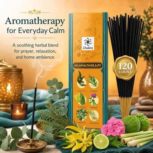 Vista 3 de Paquete de regalo de incienso de aromaterapia – 120 varillas naturales (6 cajas) – Relajante, alivio del estrés, meditación, refrescante