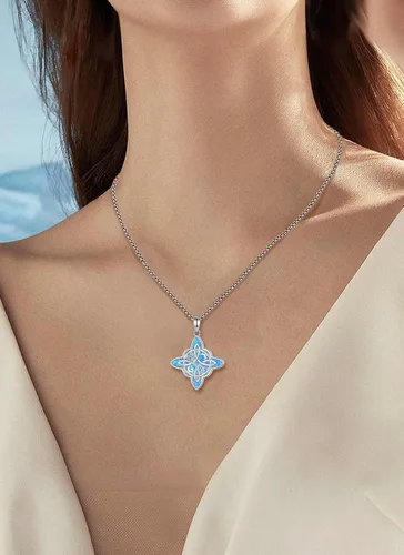 Vista 5 de CELESTIA Nudo de Bruja Plata 925 Original Amuletos de Proteccion Witches Knot Necklace - 20 Inch Box Chain
