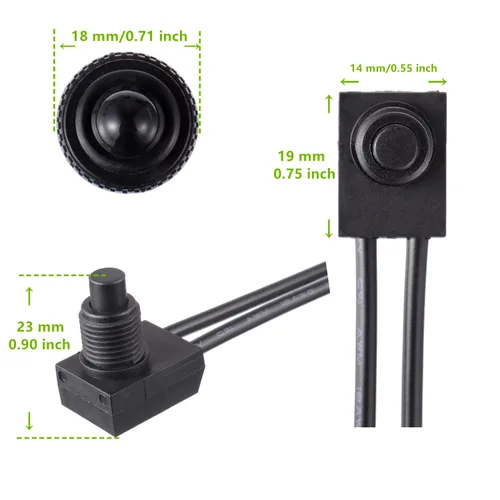 Vista 3 de KP-107 Interruptor de botón impermeable 12 V Interruptor SPST de encendido/apagado con líneas de 4.5 pulgadas para motocicleta/automóvil