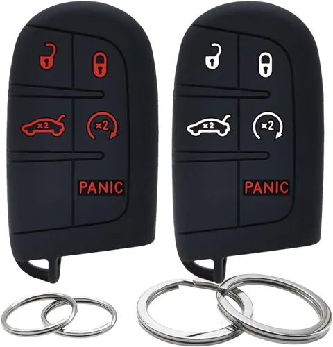 Vista 8 de 2 fundas de silicona para llavero de 5 botones, protector sin llave compatible con Jeep Grand Cherokee Chrysler 300 200 Dodge Charger Challenger