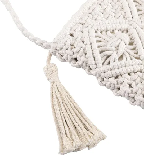 Vista 6 de CHIC DIARY Bolso de mano de paja para mujer, bolso de paja bohemio para verano, playa, tejido, sobre cartera de muñeca